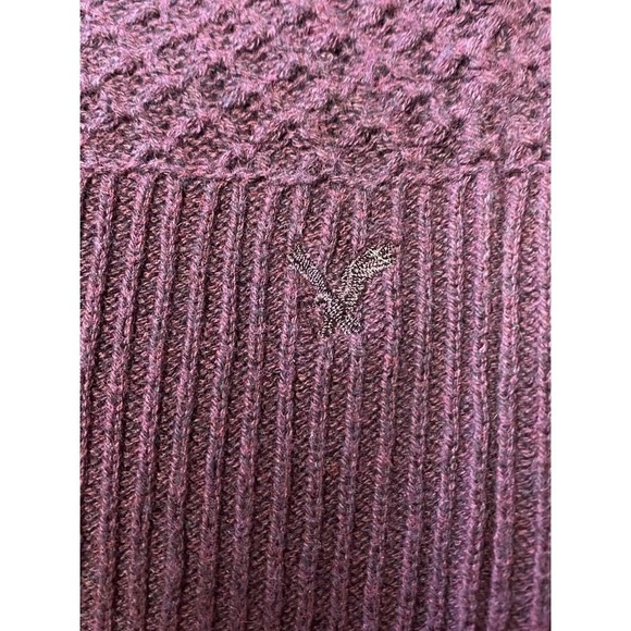 American Eagle Women's Maroon Open Knit Weave 1/4 Back Zipper Sweater Size S VTG - Picture 8 of 12